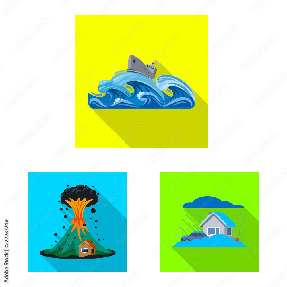 Isolated object of natural and disaster sign. Set of natural and risk stock vector illustration.