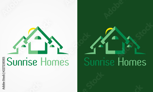 sun and house logo design template