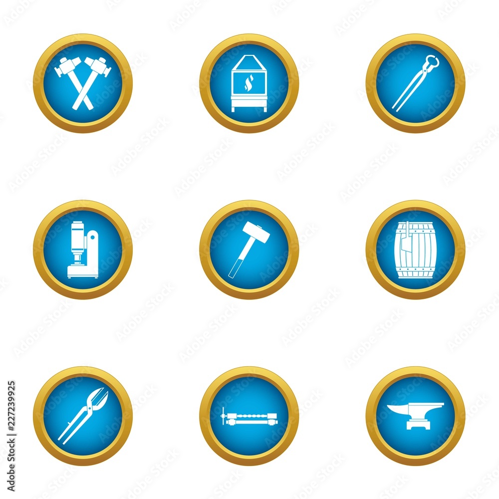 Metal structure icons set. Flat set of 9 metal structure vector icons for web isolated on white background