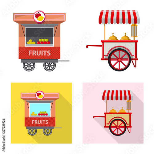 Vector design of market and exterior sign. Collection of market and food stock symbol for web.