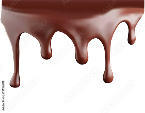 Chocolate streams isolated on white. Vector 3d illustration