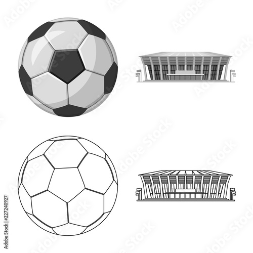 Vector design of soccer and gear icon. Set of soccer and tournament stock symbol for web.