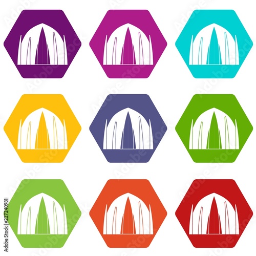 Human house icons 9 set coloful isolated on white for web