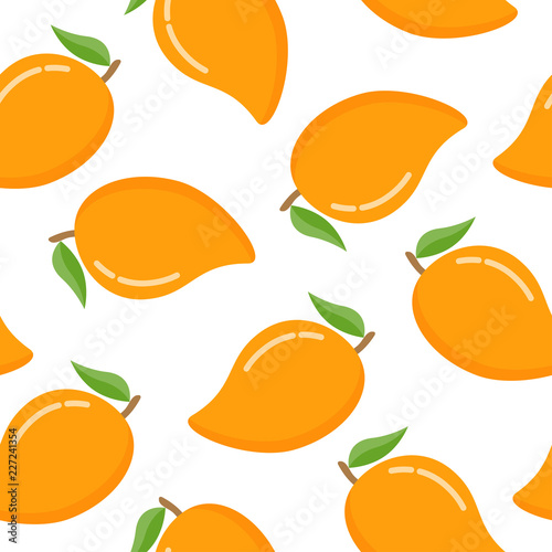 Seamless pattern with mango on a white background