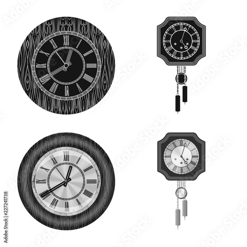 Isolated object of clock and time icon. Set of clock and circle stock symbol for web.