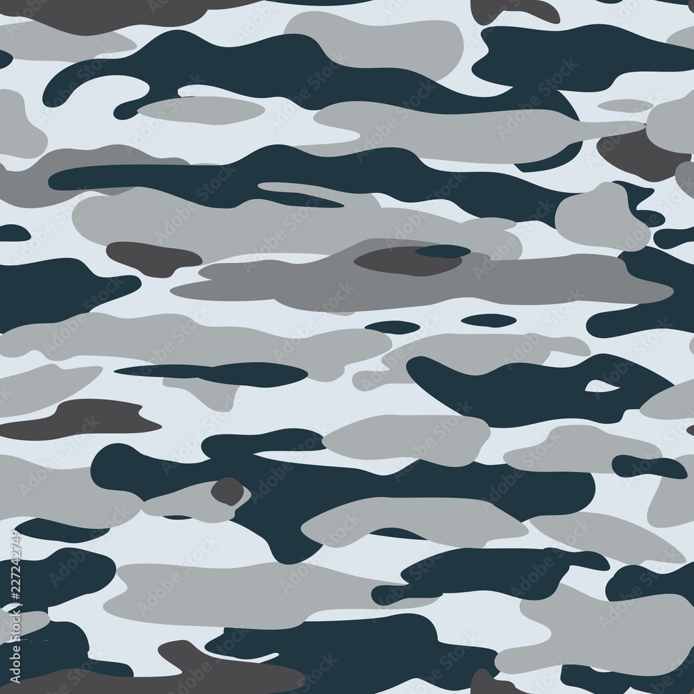 Grey camouflage seamless pattern background navy grey colors forest  texture. Abstarct repeat camouflage pattern Vector Stock Vector | Adobe  Stock