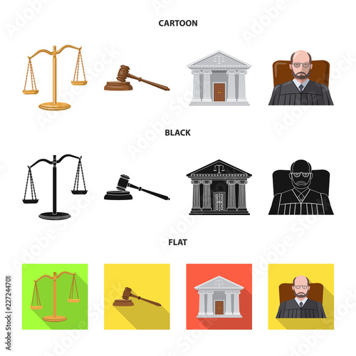 Vector illustration of law and lawyer logo. Set of law and justice stock symbol for web.