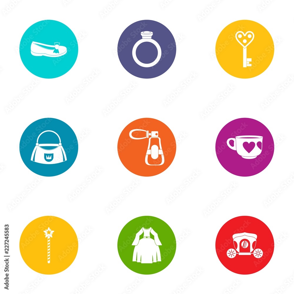 Girl club icons set. Flat set of 9 girl club vector icons for web isolated on white background Girl club icons set. Flat set of 9 girl club vector icons for web isolated on white background