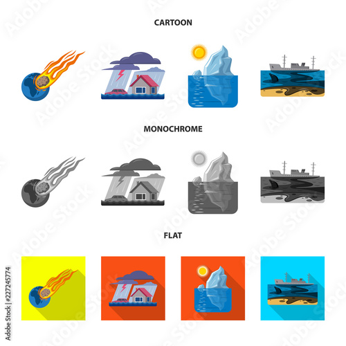 Isolated object of natural and disaster symbol. Set of natural and risk stock symbol for web.