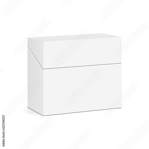 Tea box with closed lid mock up isolated on white background - side view. Vector illustration