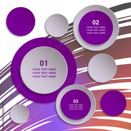Modern infographic design, bright colored circles on a colored background. Vector illustration