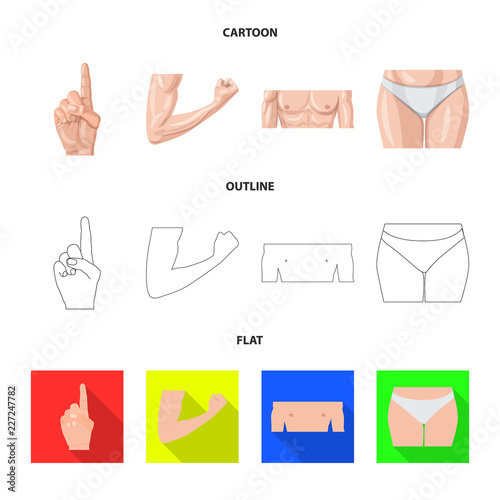 Vector illustration of human and part sign. Collection of human and woman stock symbol for web.