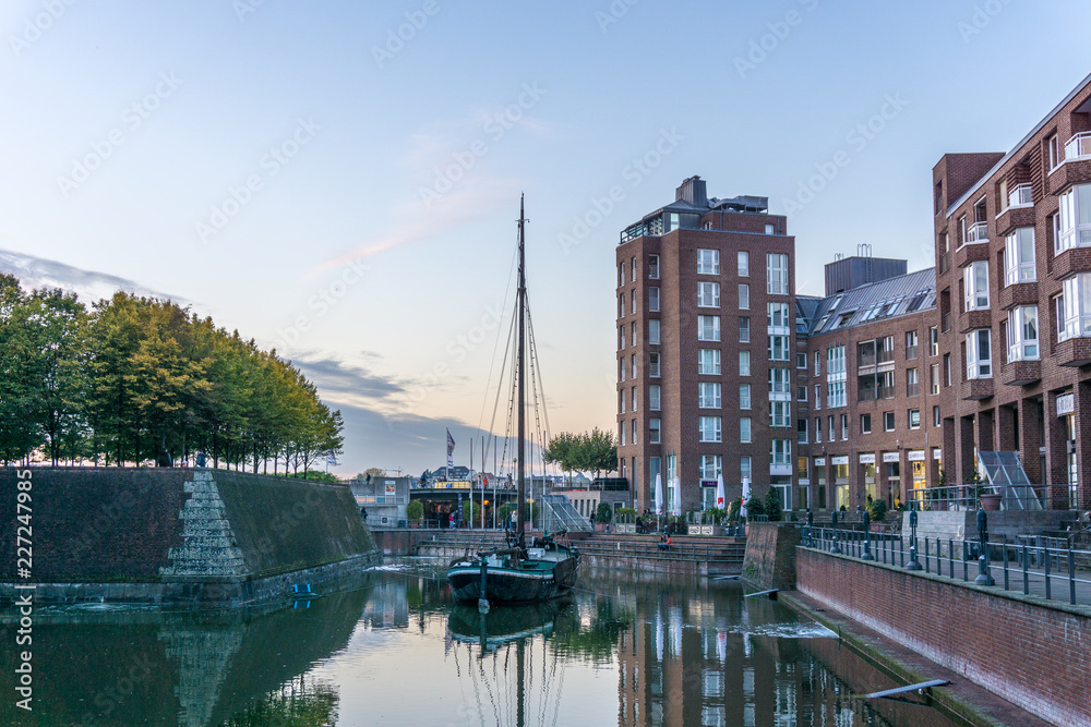 Cityscape with ship