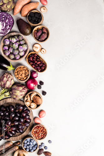 Assortment raw organic of purple ingredients