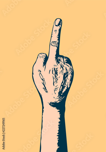 hand showing middle finger