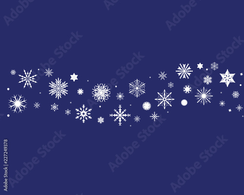 Schneeflocken auf blauem Hintergrund Welle