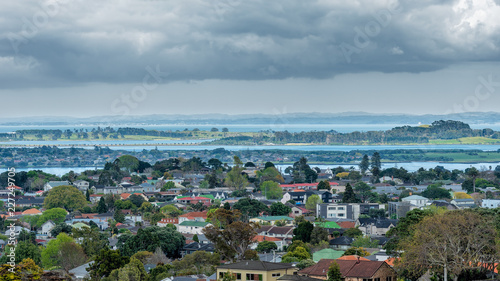 A view of Ohehunga suburb with the Mangere inlet in the background photo