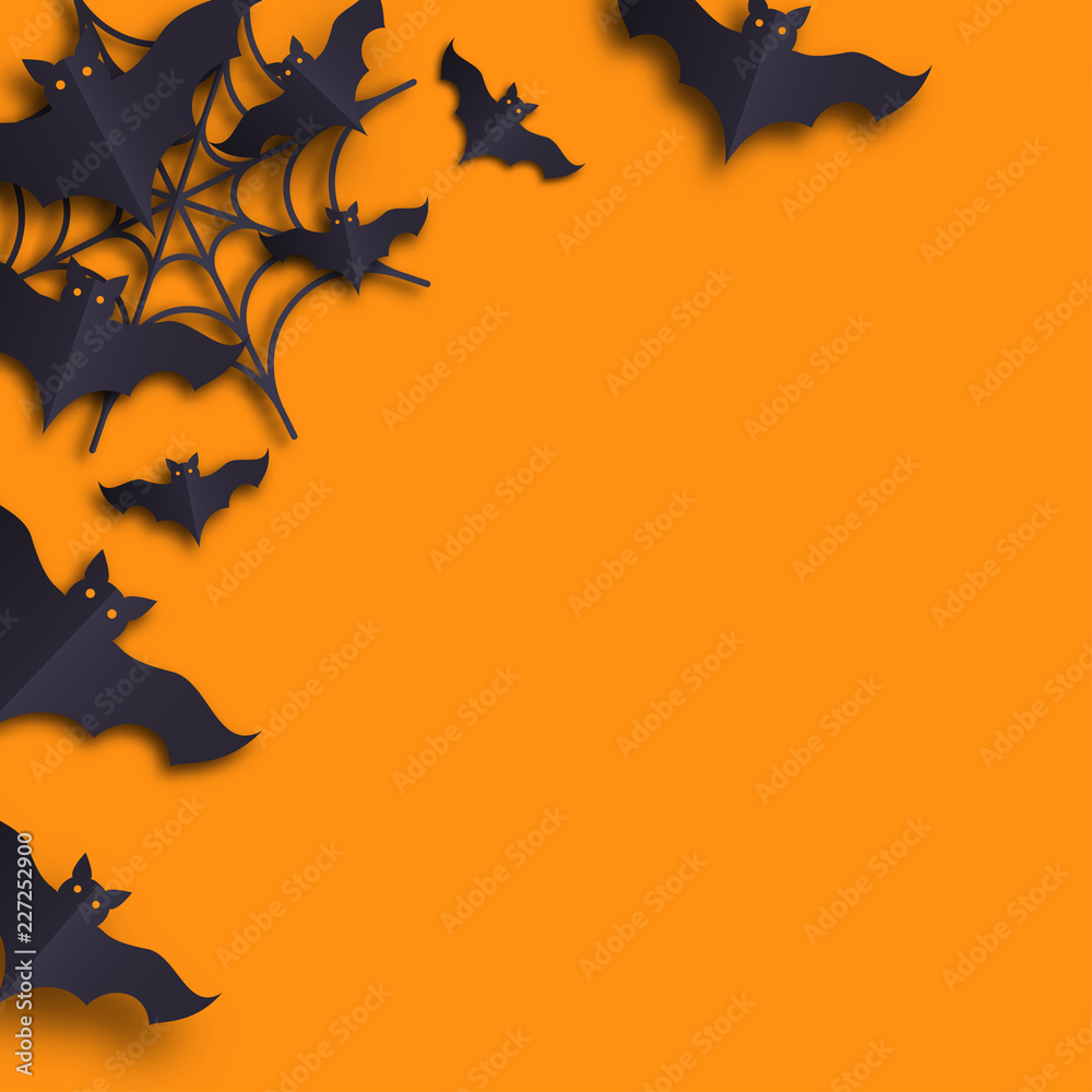 Halloween background. Paper style. Flyer or invitation template for Halloween party