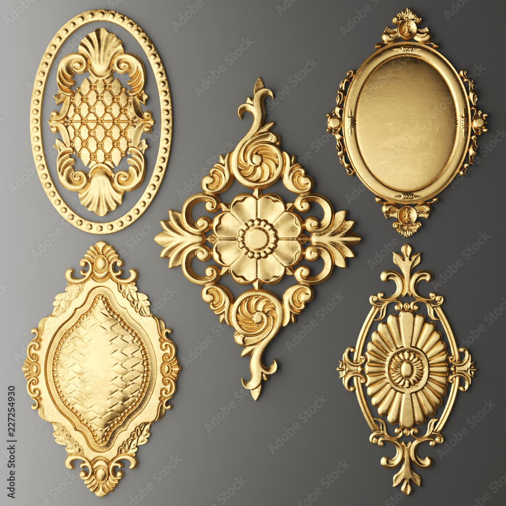 Gilded stucco, collection gold cartouche	