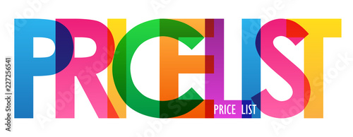 PRICE LIST rainbow letters banner