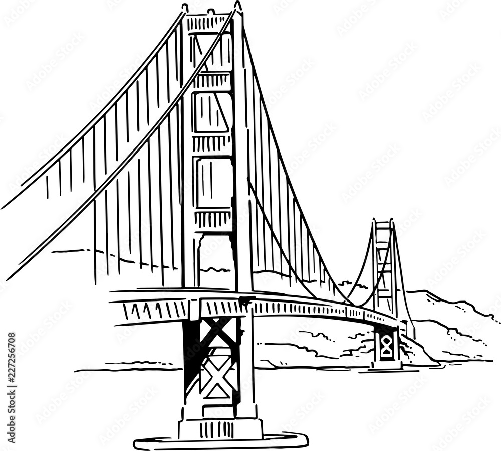 Golden Gate Bridge Drawing Stock Illustrations – 407 Golden Gate