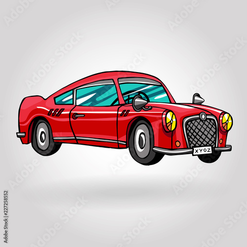retro vintage hand drawn car