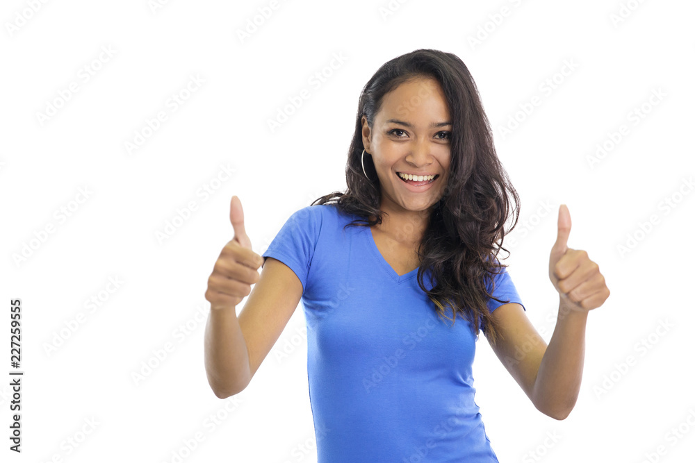 casual college student giving two thumbs up casual college student giving two thumbs up