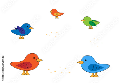 Fototapeta Naklejka Na Ścianę i Meble -  Color birds on white background vector illustration