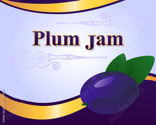 Plum jam label design template