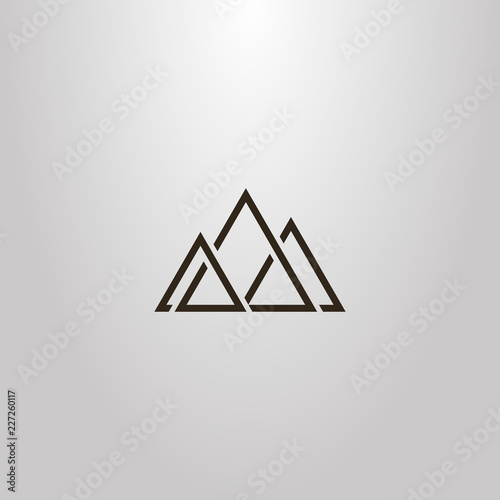 black and white simple vector geometric sign of triangular abstract peaks of three mountains
