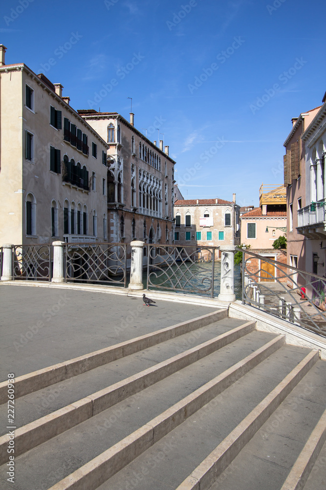 Ponte delle Guglie on the small venetian canal, Venice