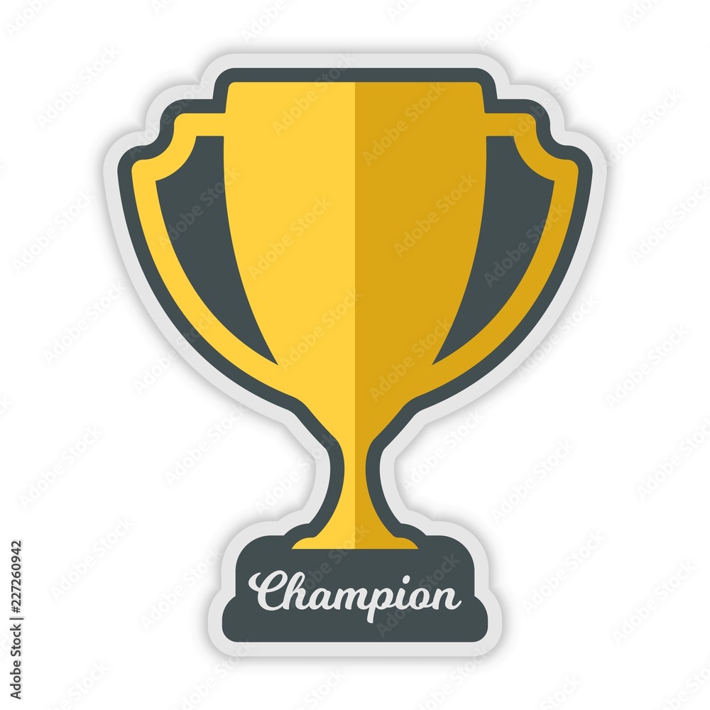 Trophy cup, award isolated on white background. Vector illustration.