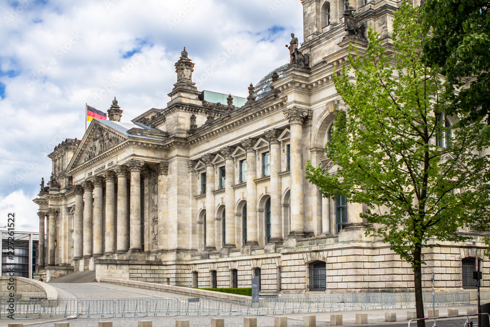 The Reichstag building and German flags, Berlin