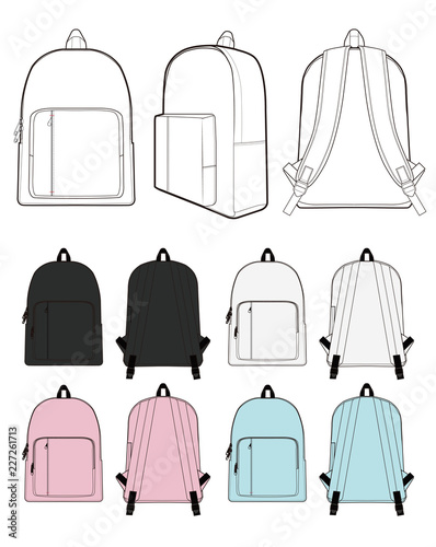 Backpack vector illustration flat sketches	