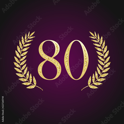 80 th years old logotype. Isolated elegant abstract nominee graphic emblem of 80%. Congratulating celebrating decorating card design template Round shape luxurious digits, up to -80 % percent off sign