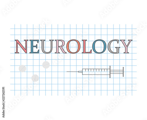 Neurology word on checkered paper sheet- vector illustration