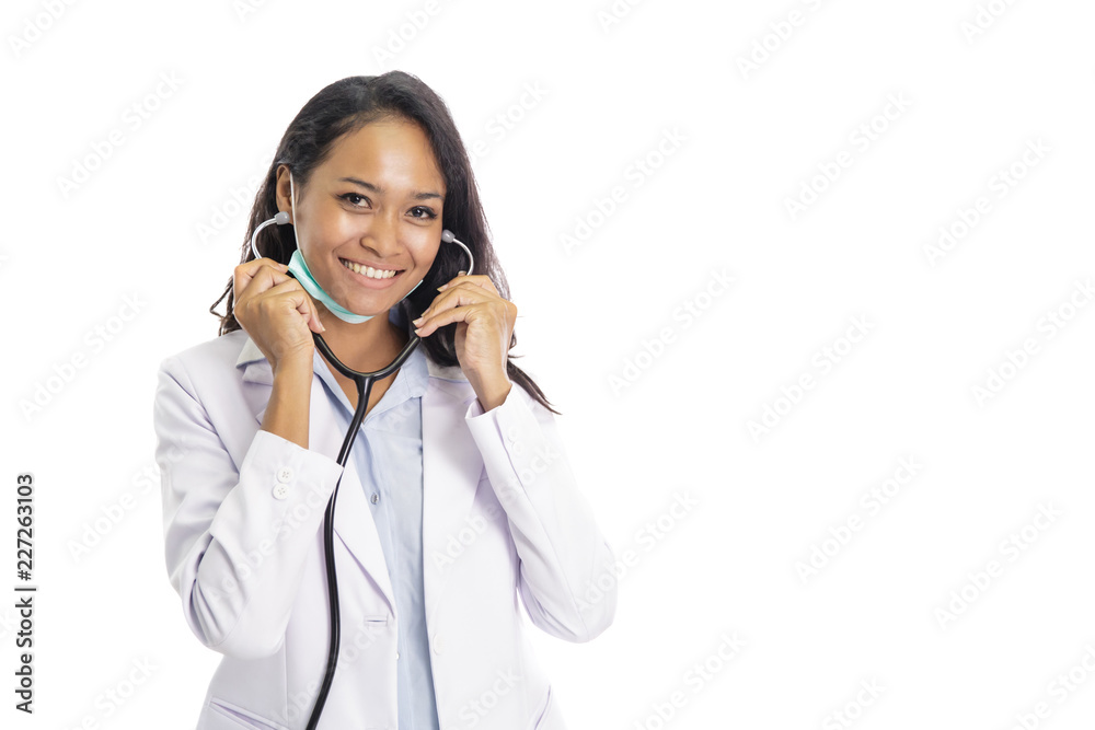 beautiful young doctor smiling and wearing stethoscope beautiful young doctor smiling and wearing stethoscope