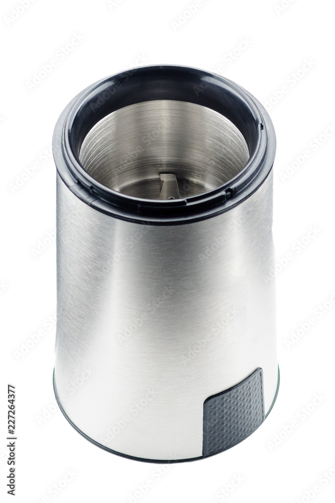 Black coffee grinder isolated on the white background Black coffee grinder isolated on the white background