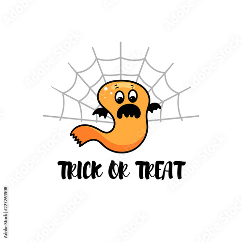 Halloween card with ghost and text