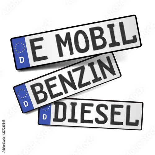 KFZ-Schilder Diesel - Benzin - E Mobility