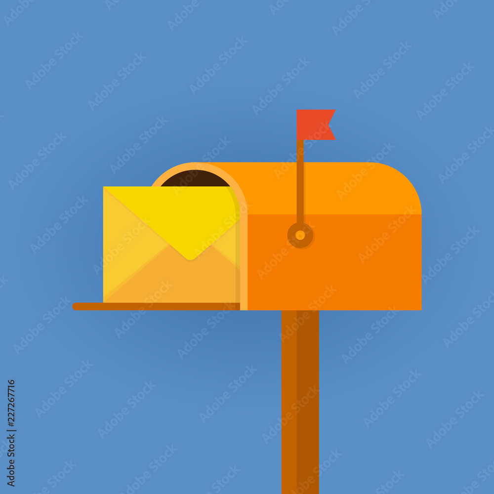 Mail box vector illustration in the flat style. Vector illustration.
