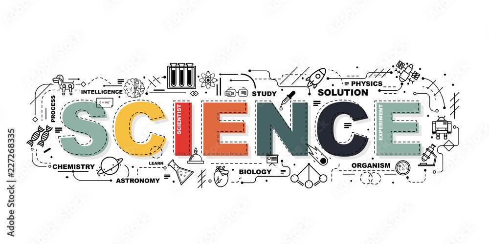 Design Concept Of Word SCIENCE Website Banner. - obrazy, fototapety, plakaty 