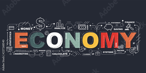 Design Concept Of Word ECONOMY Website Banner.