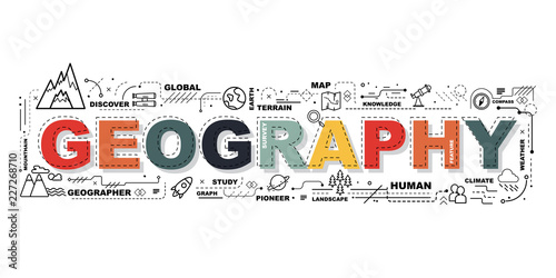Valokuvatapetti Design Concept Of Word Geography Website Banner.