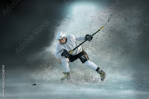 Caucasian ice hockey Players in dynamic action in a professional © Andrii IURLOV