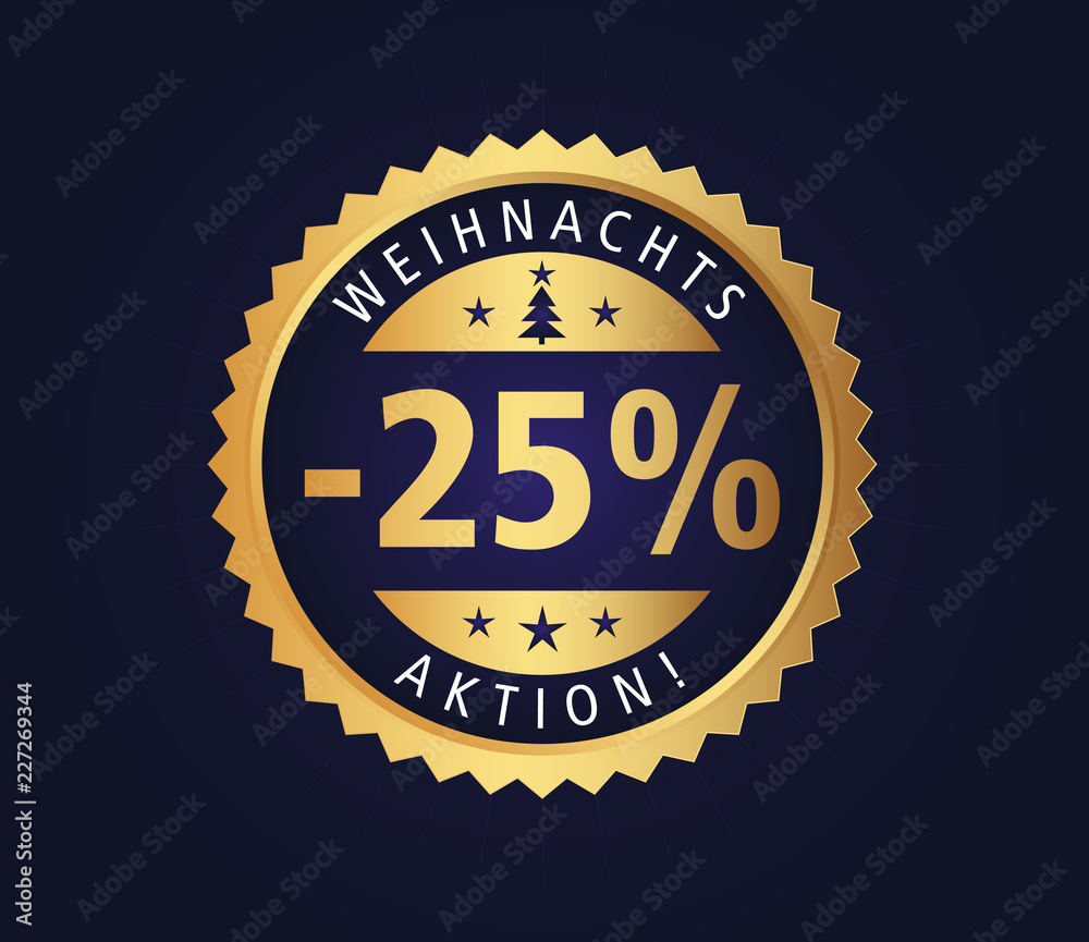 25% Rabatt Weihnachtsaktion Angebot Aktion Weihnachten Reduziert Gold Vektor Online Shop