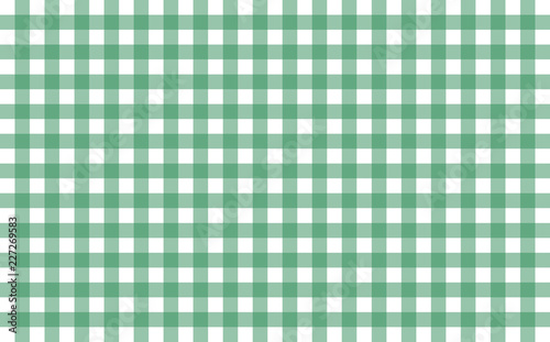 Gingham-like table cloth with greenery green and white checks. Symmetrical overlapping stripes in a single solid color against white background, similar to a table or a dish cloth, or a picnic napkin 