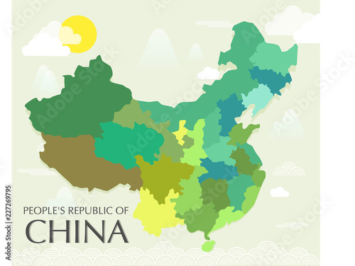 Wallpaper Mural Map Of China Vector And Illustration.