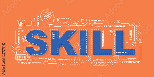 Design Concept Of Word SKILL Website Banner.
