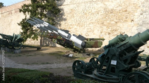 Cannons, tanks and other pieces of artillery at Belgrade Military Museum inside the walls of the historic Kalemegdan Fortress photo